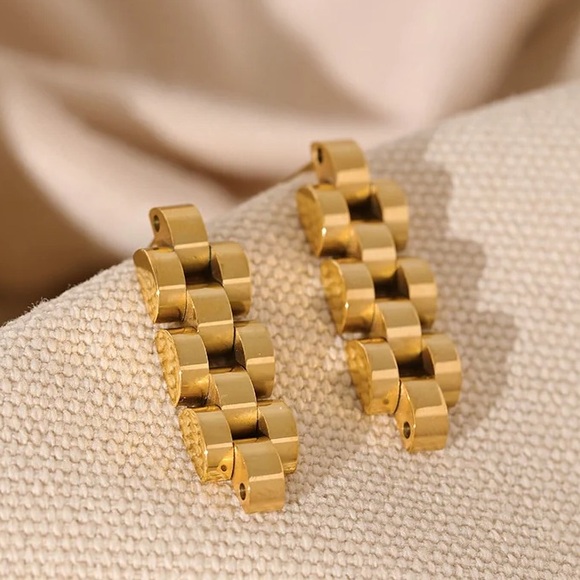 18K Gold Plated Watch Chain Earrings*Watch Band*Watch Link*ML - Picture 3 of 6